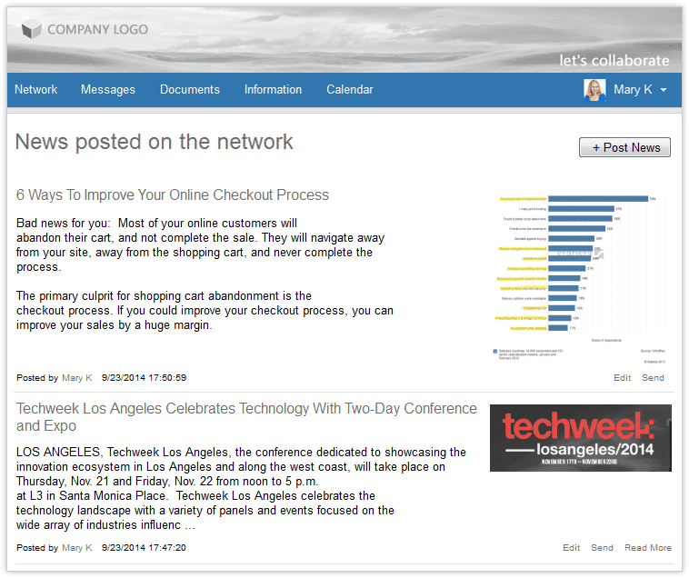 Noticias y ofertas en tu red social corporativa